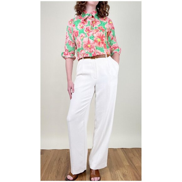 Stunning Vintage Floral Print Blouse Button Up Shirt Garden Girl Preppy Feminine - Picture 2 of 10
